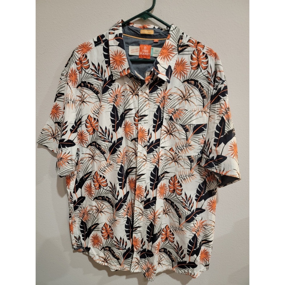 Free Planet Men's Short Sleeve Spirit Of Summer & Fun Hawaiian Button Up Size 4X